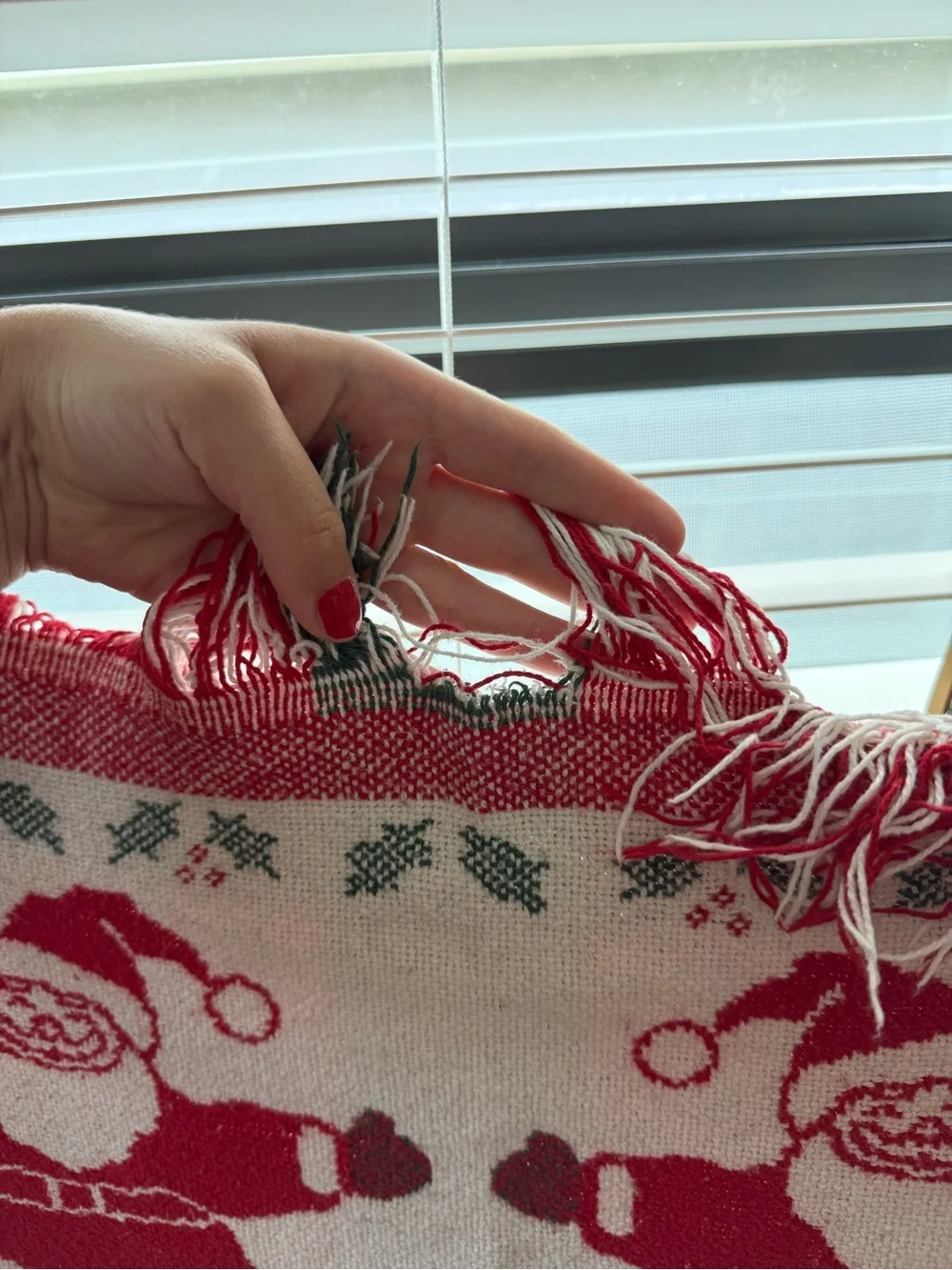 Vintage Santa Tapestry Blanket - Red & Green Holiday Throw